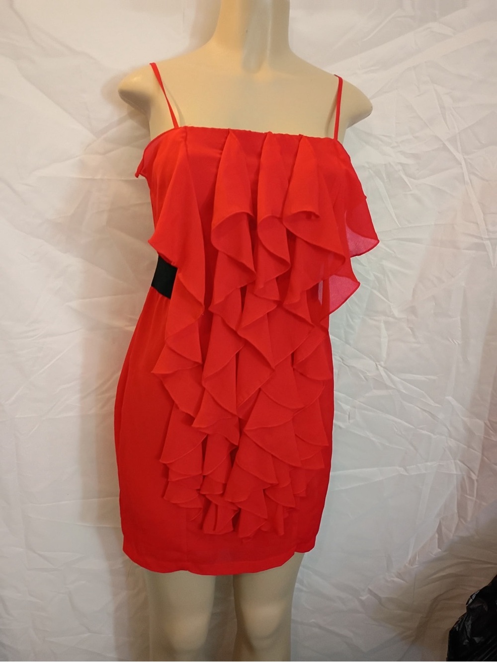 Forever 21 Red Ruffle Mini Dress with Spaghetti Straps